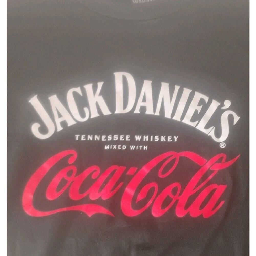 Jack Daniel’s Coca-Cola Black Collab T-Shirt XL Whiskey Cola Graphic Tee EUC